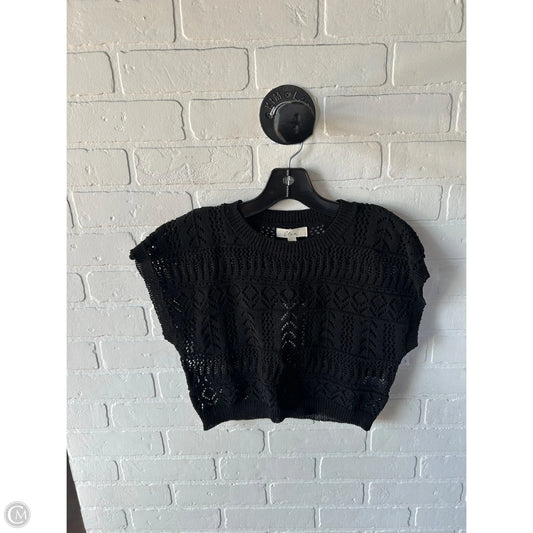 Sweater Short Sleeve By Elan In Black, Size: S
