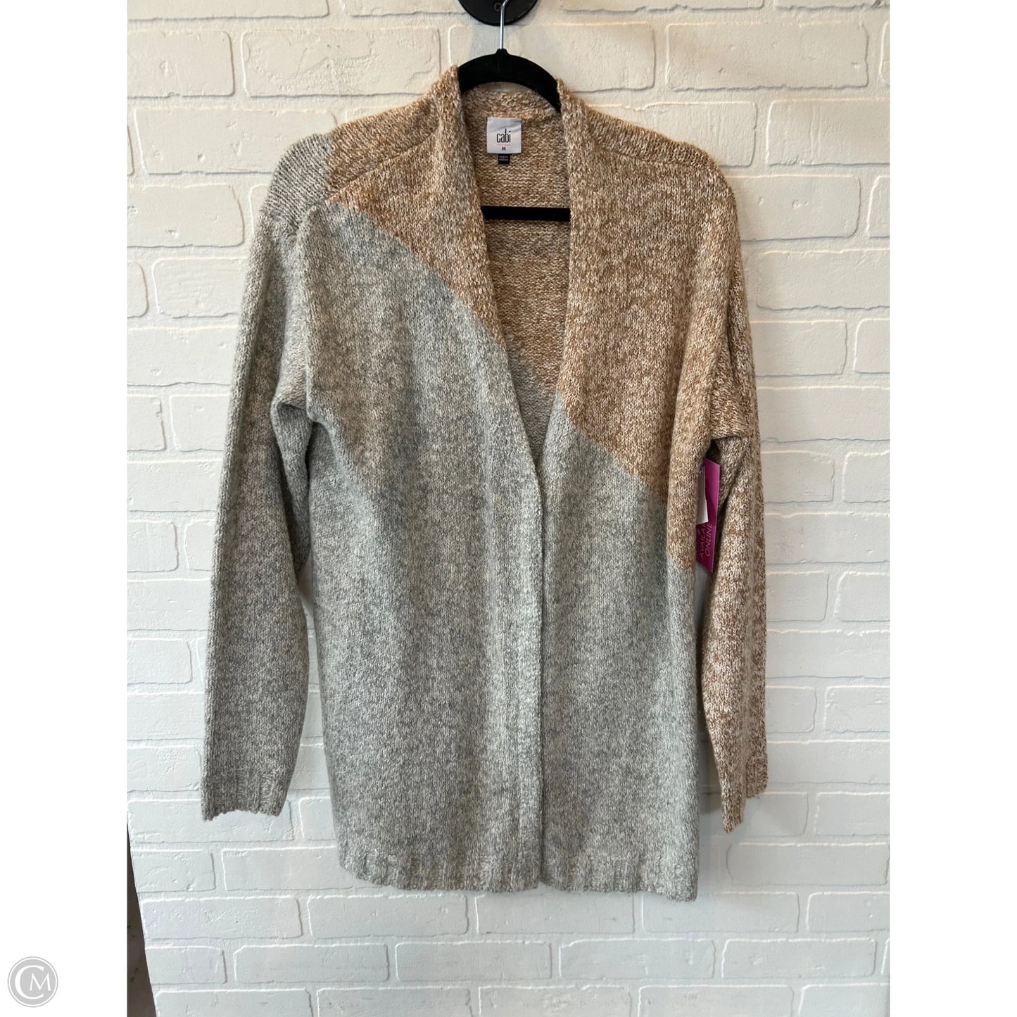 Sweater Cardigan By Cabi In Grey & Tan, Size: M