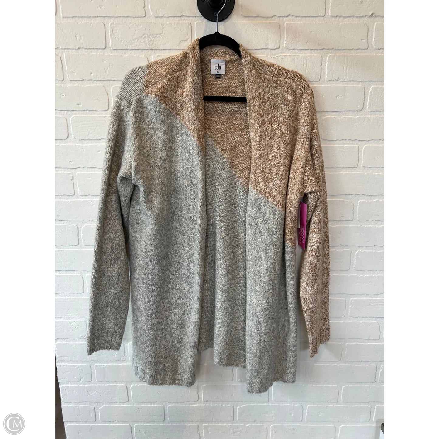 Sweater Cardigan By Cabi In Grey & Tan, Size: M