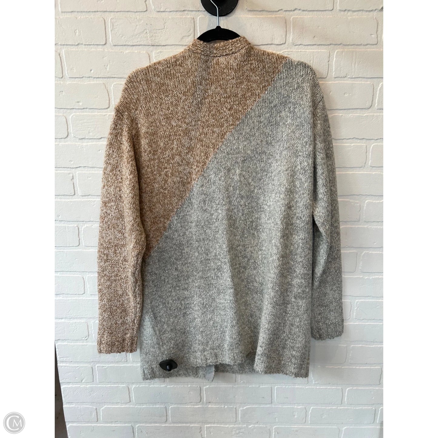 Sweater Cardigan By Cabi In Grey & Tan, Size: M