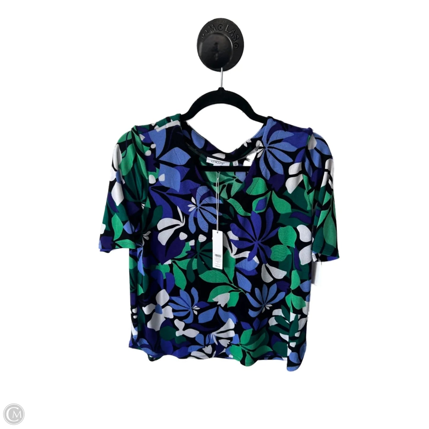 Top Short Sleeve By Chicos In Black & Blue, Size: M