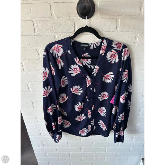Top Long Sleeve By Express In Navy, Size: M