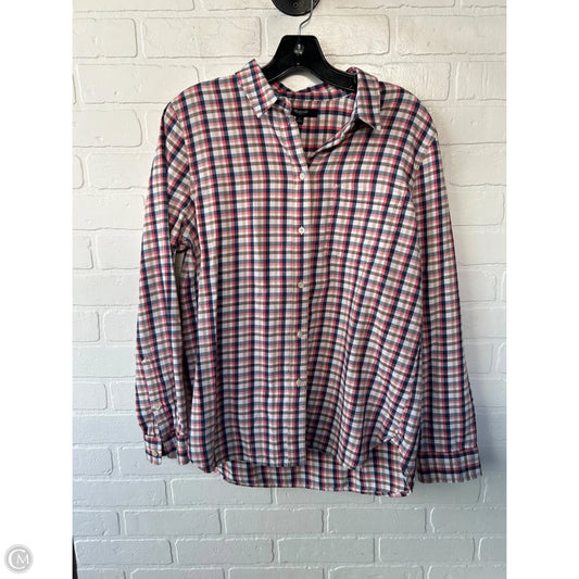 Top Long Sleeve By Madewell In Blue & Pink, Size: L