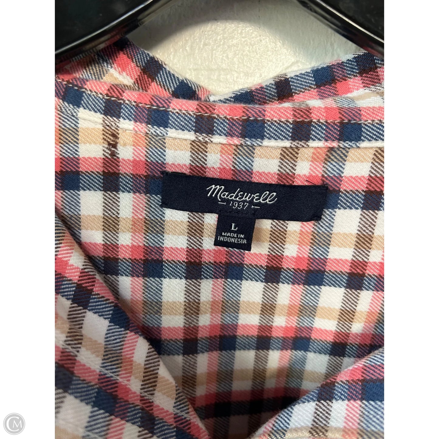 Top Long Sleeve By Madewell In Blue & Pink, Size: L