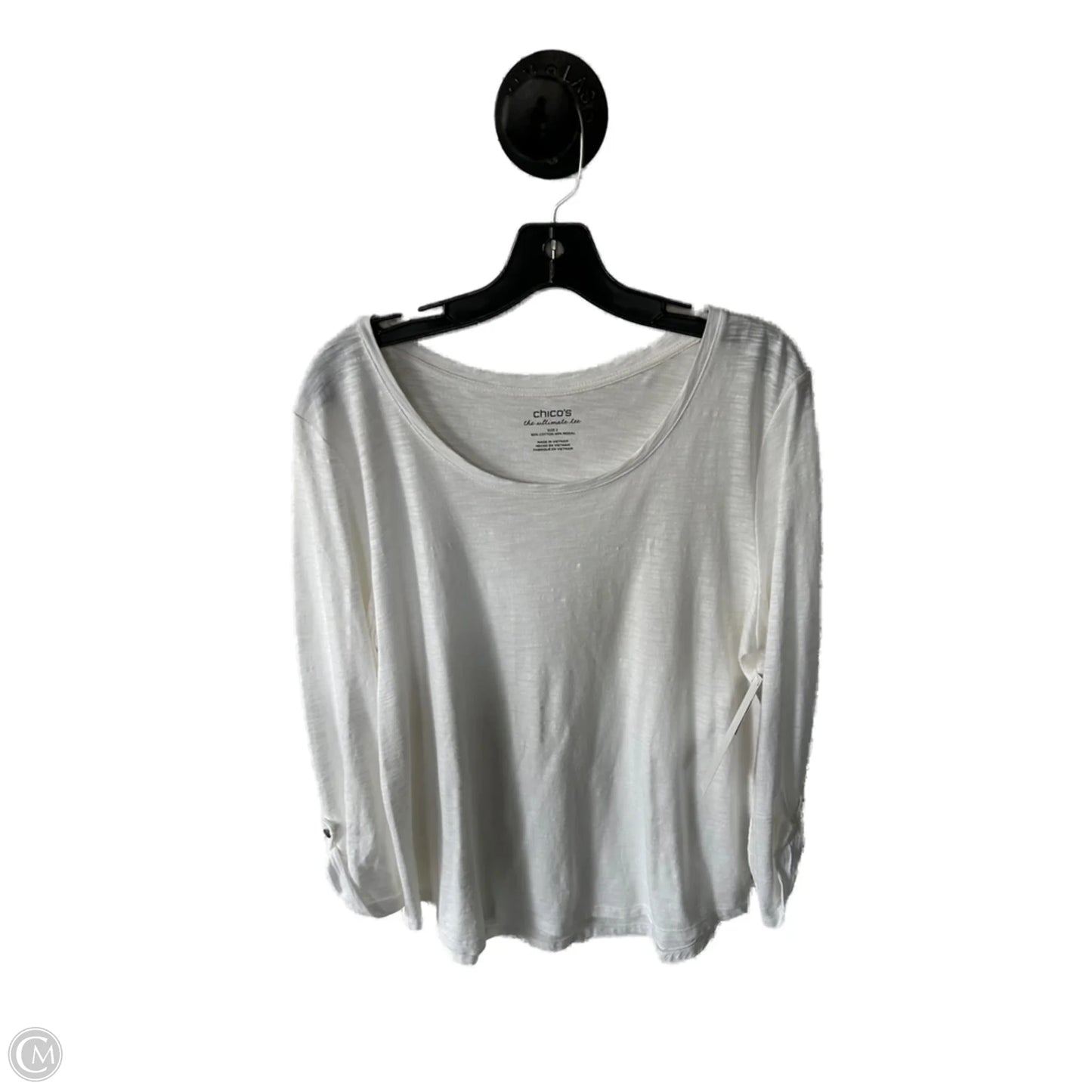 Top 3/4 Sleeve By Chicos In White, Size: L