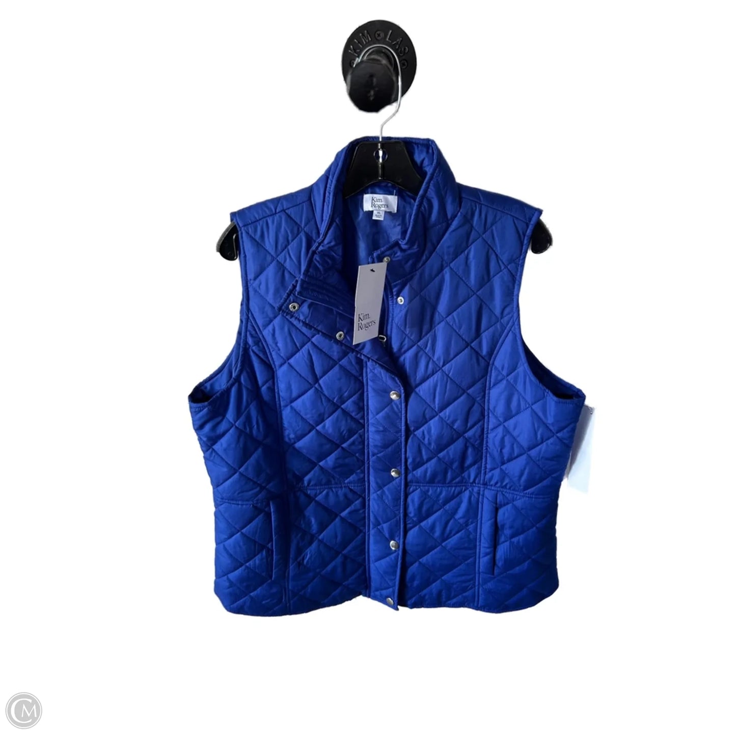 Vest Puffer & Quilted By Kim Rogers In Blue, Size: Xl