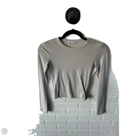 Top Long Sleeve Basic By Zara In Beige, Size: S