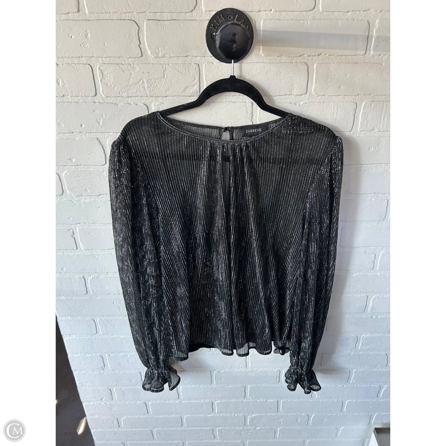 Top 2pc Long Sleeve By Evereve In Black & Silver, Size: L