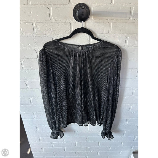 Top 2pc Long Sleeve By Evereve In Black & Silver, Size: L