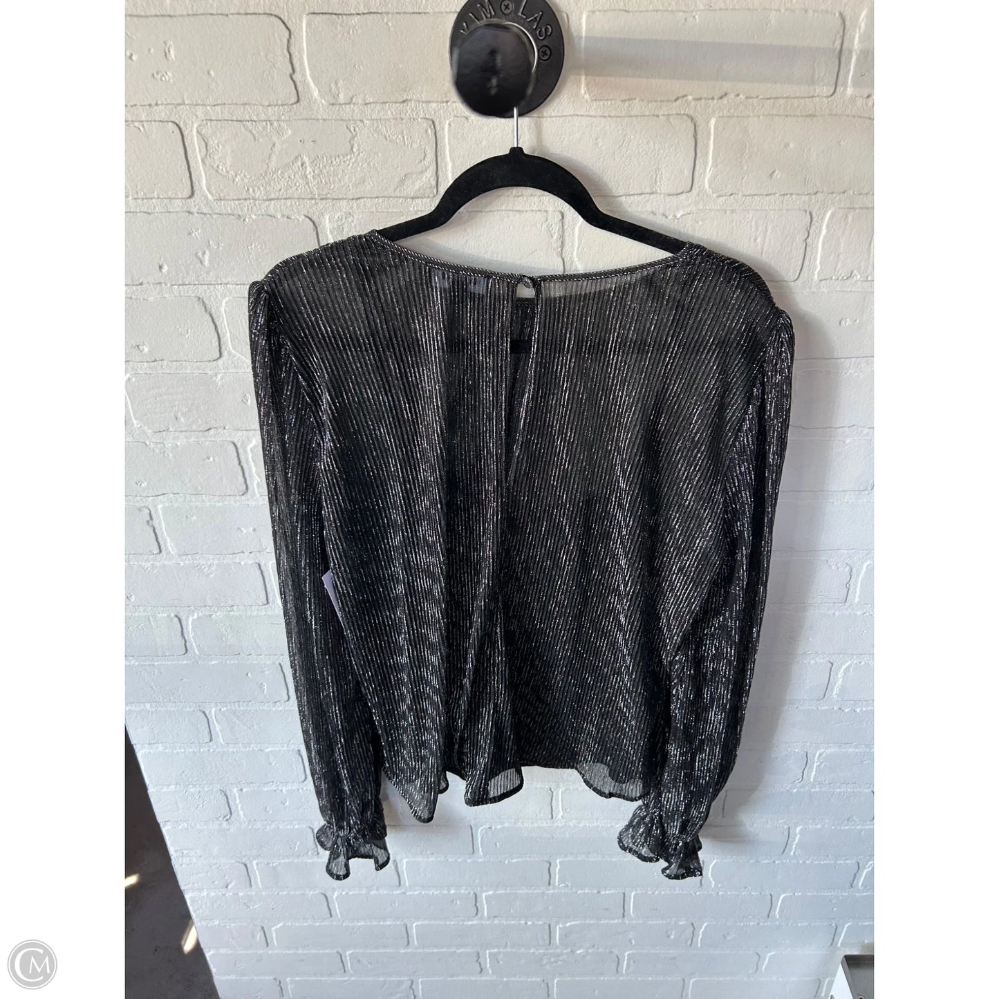 Top 2pc Long Sleeve By Evereve In Black & Silver, Size: L