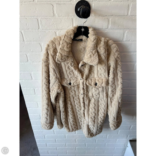 Jacket Shirt By Emery Rose In Tan, Size: L