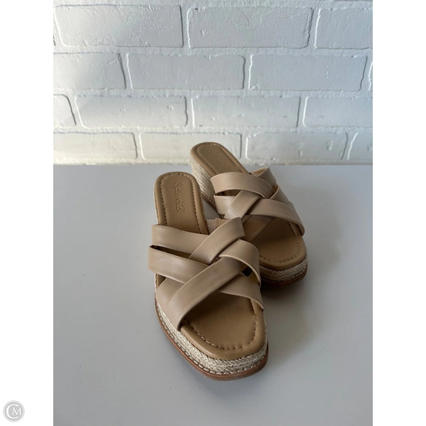 Sandals Heels Wedge By Splendid In Tan, Size: 8.5