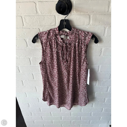 Top Sleeveless By Loft In Red & White, Size: S
