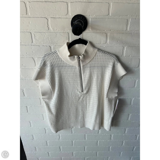 Sweater Short Sleeve By Loft In White, Size: M