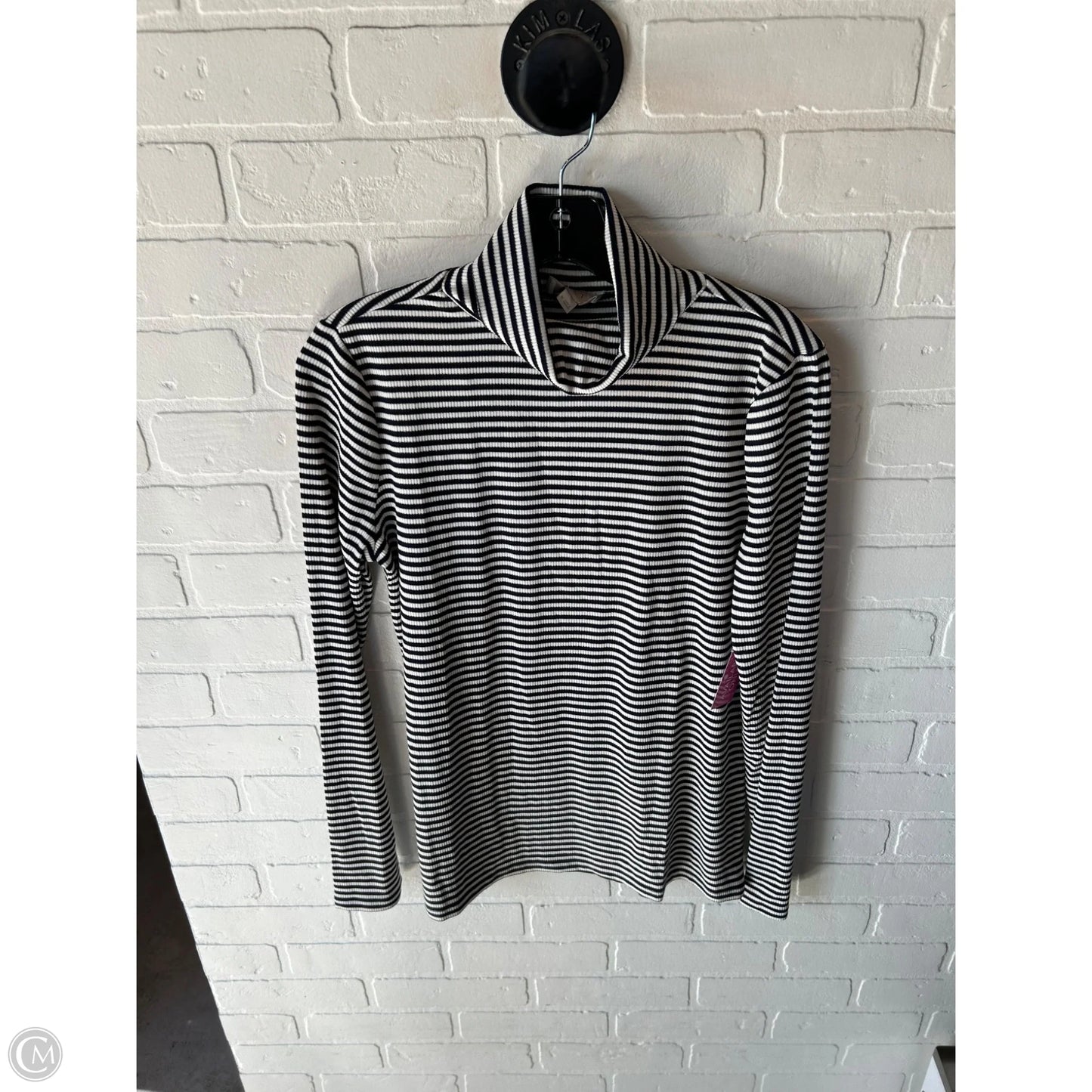 Top Long Sleeve By Loft In Black & White, Size: M