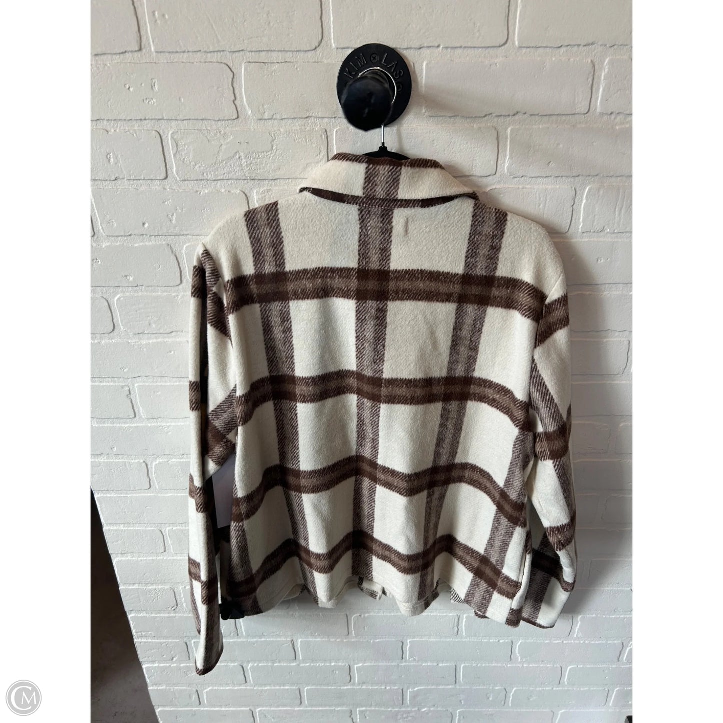 Jacket Shirt By Melloday In Brown & Cream, Size: Xl