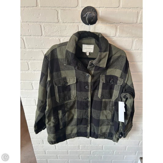 Jacket Shirt By Lucky Brand In Black & Green, Size: L