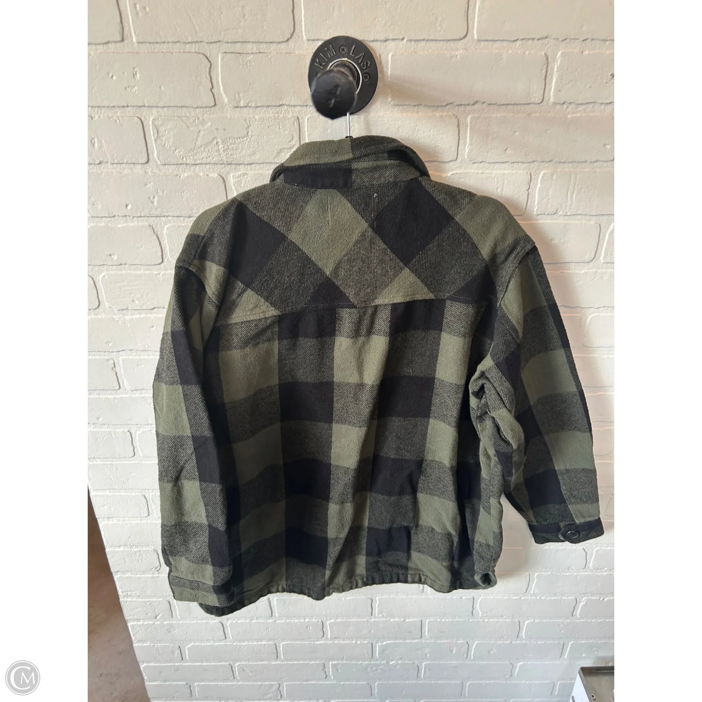 Jacket Shirt By Lucky Brand In Black & Green, Size: L