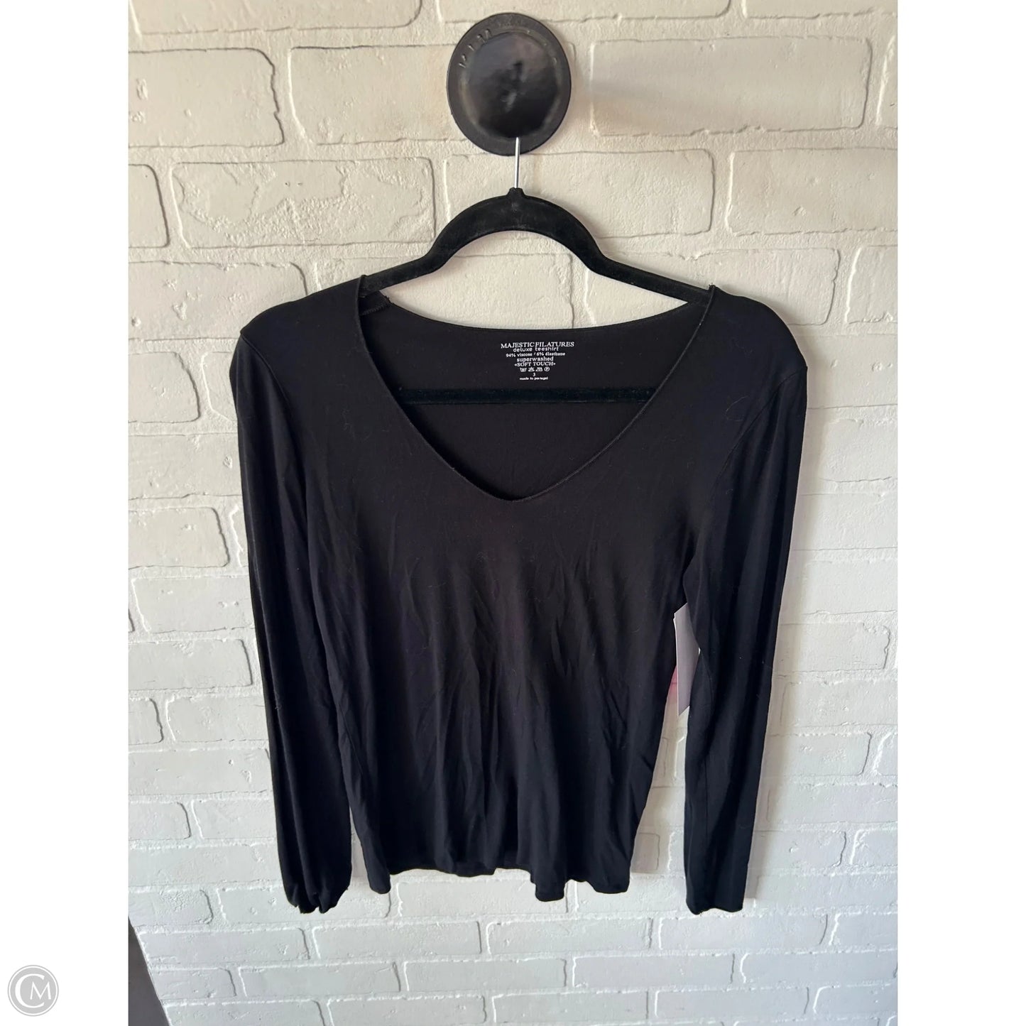 Top Long Sleeve Basic By Majestic Filatures In Black, Size: L
