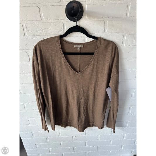 Top Long Sleeve Basic By Lilla P In Brown, Size: S