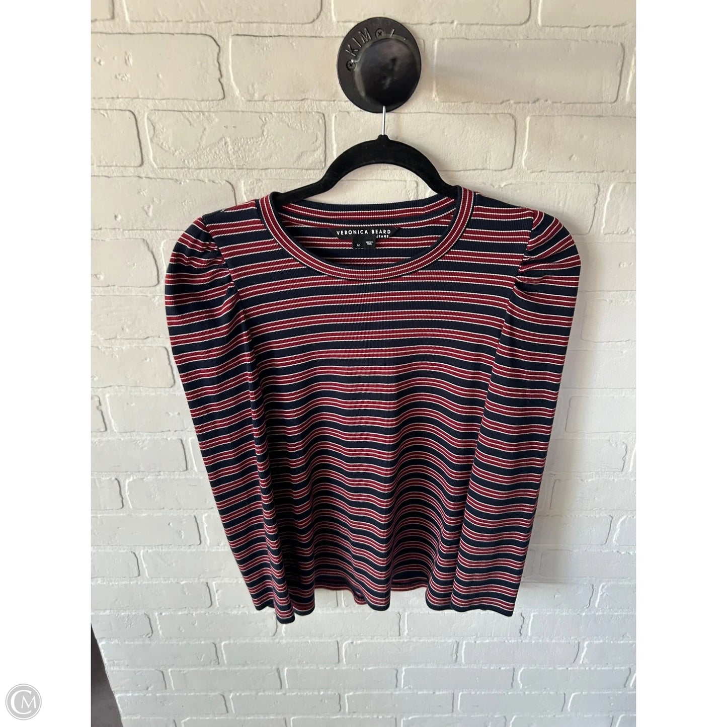 Top Long Sleeve By Veronica Beard In Blue & Red & White, Size: M