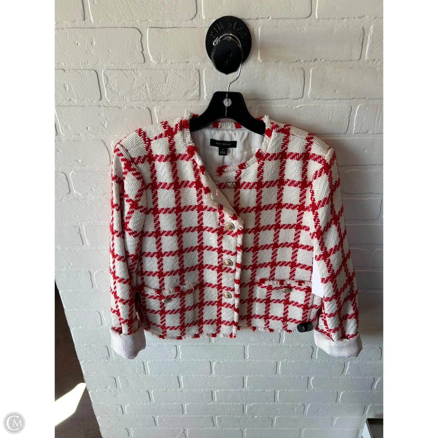 Blazer By Ann Taylor In Cream & Red, Size: M