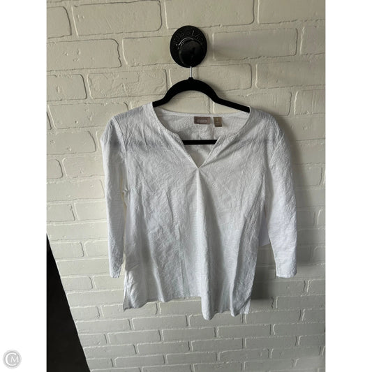 Top 3/4 Sleeve By Chicos In White, Size: S