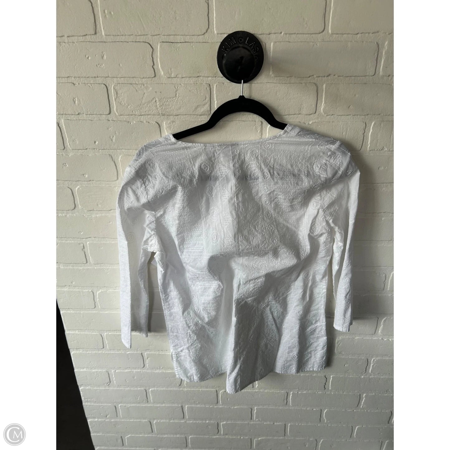 Top 3/4 Sleeve By Chicos In White, Size: S