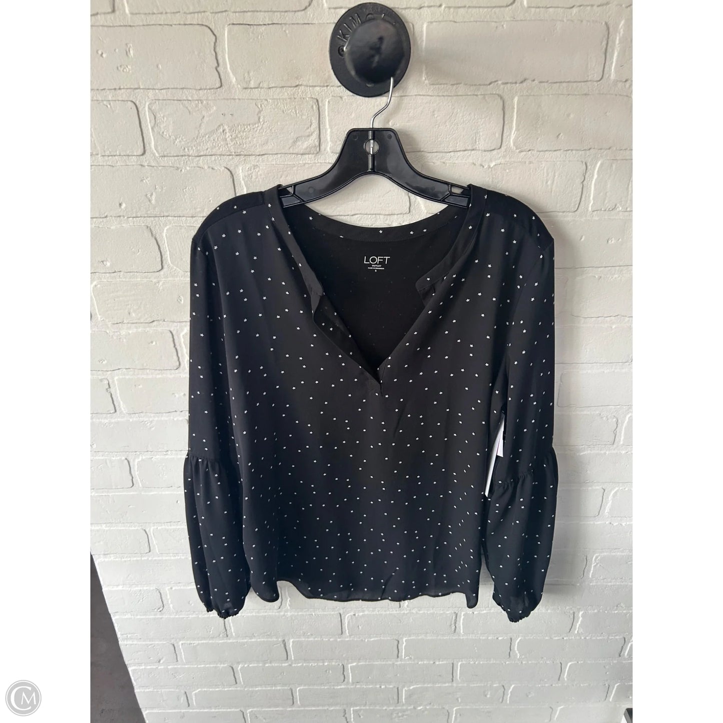 Top Long Sleeve By Loft In Black, Size: S