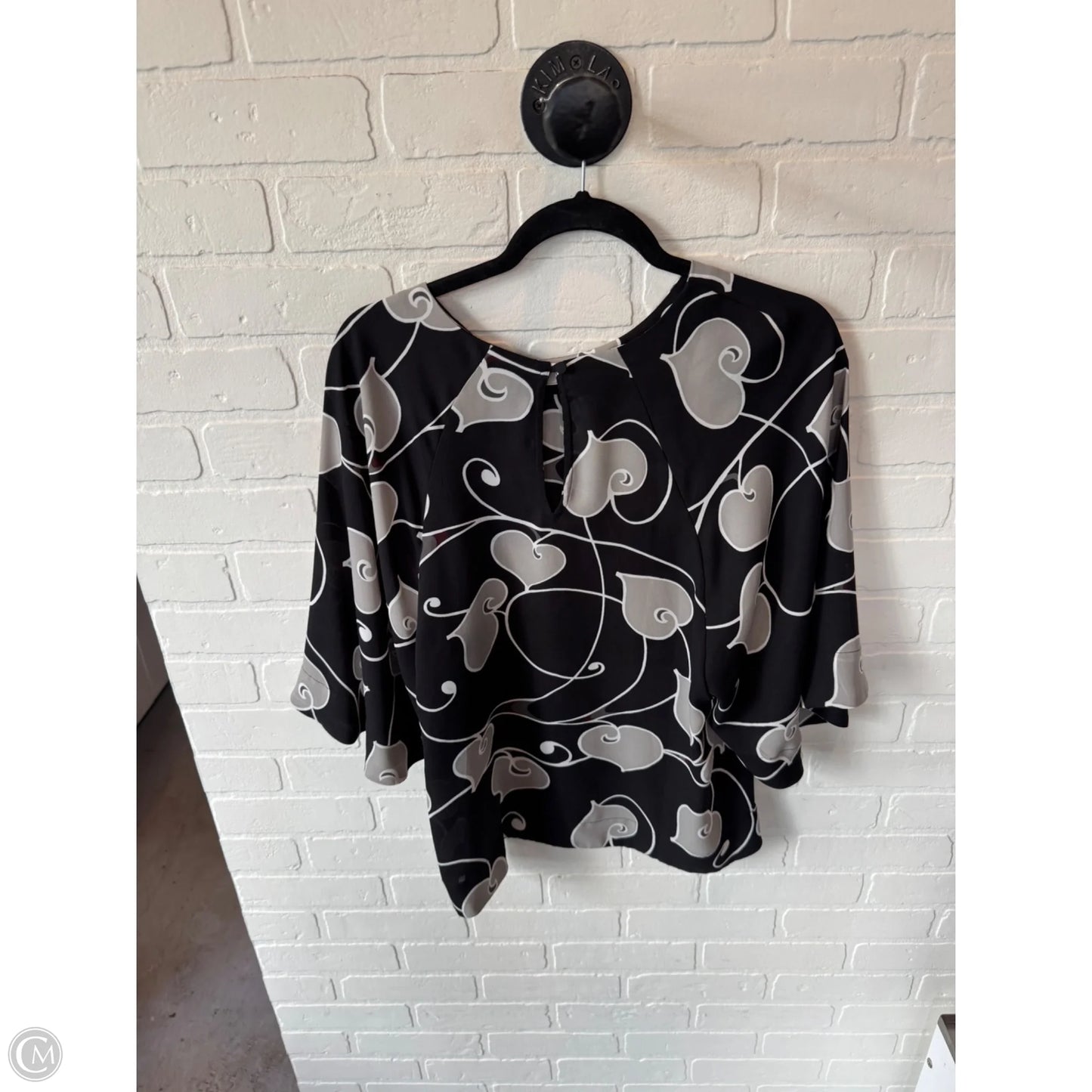 Top 3/4 Sleeve By Ann Taylor In Black & Grey, Size: M