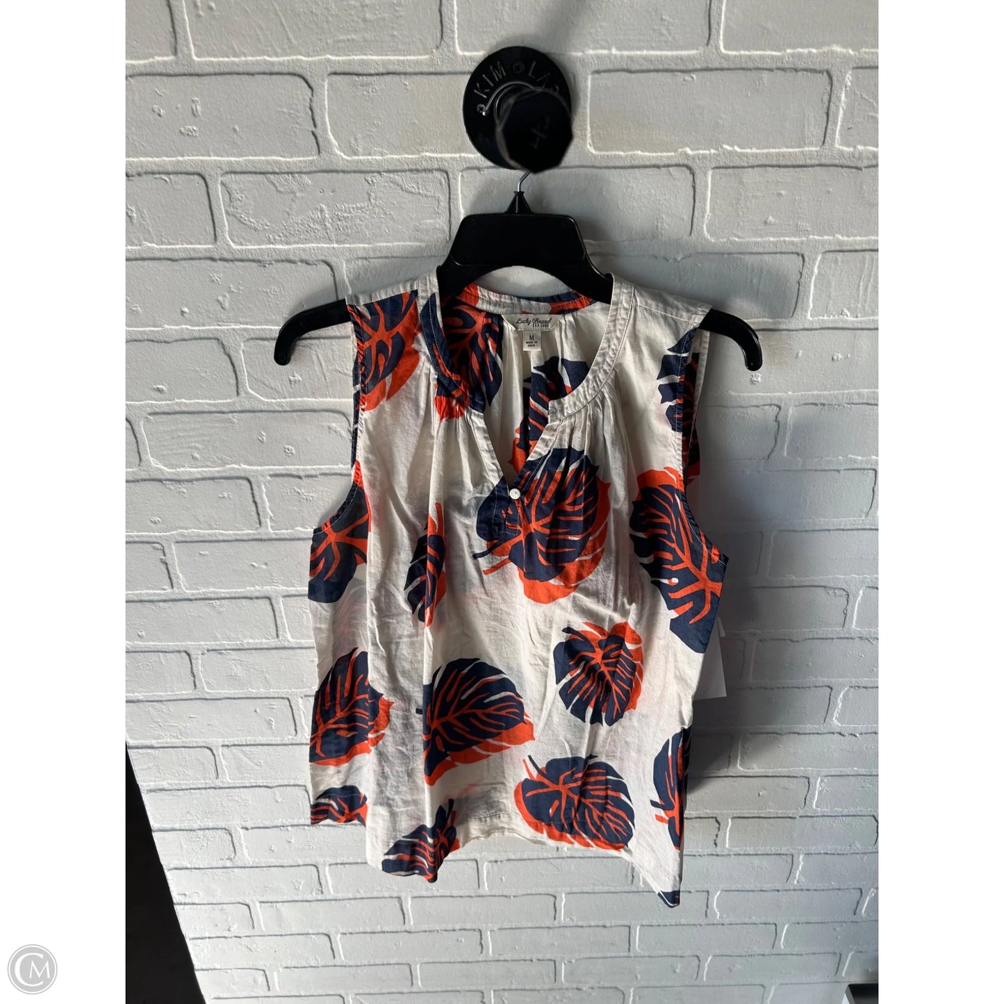 Top Sleeveless By Lucky Brand In Cream & Orange, Size: M