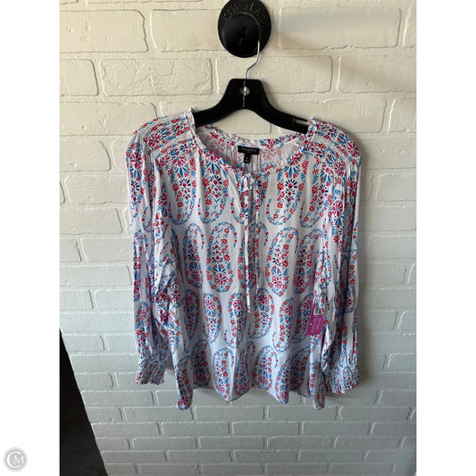 Top Long Sleeve By Talbots In Blue & Yellow, Size: 1x