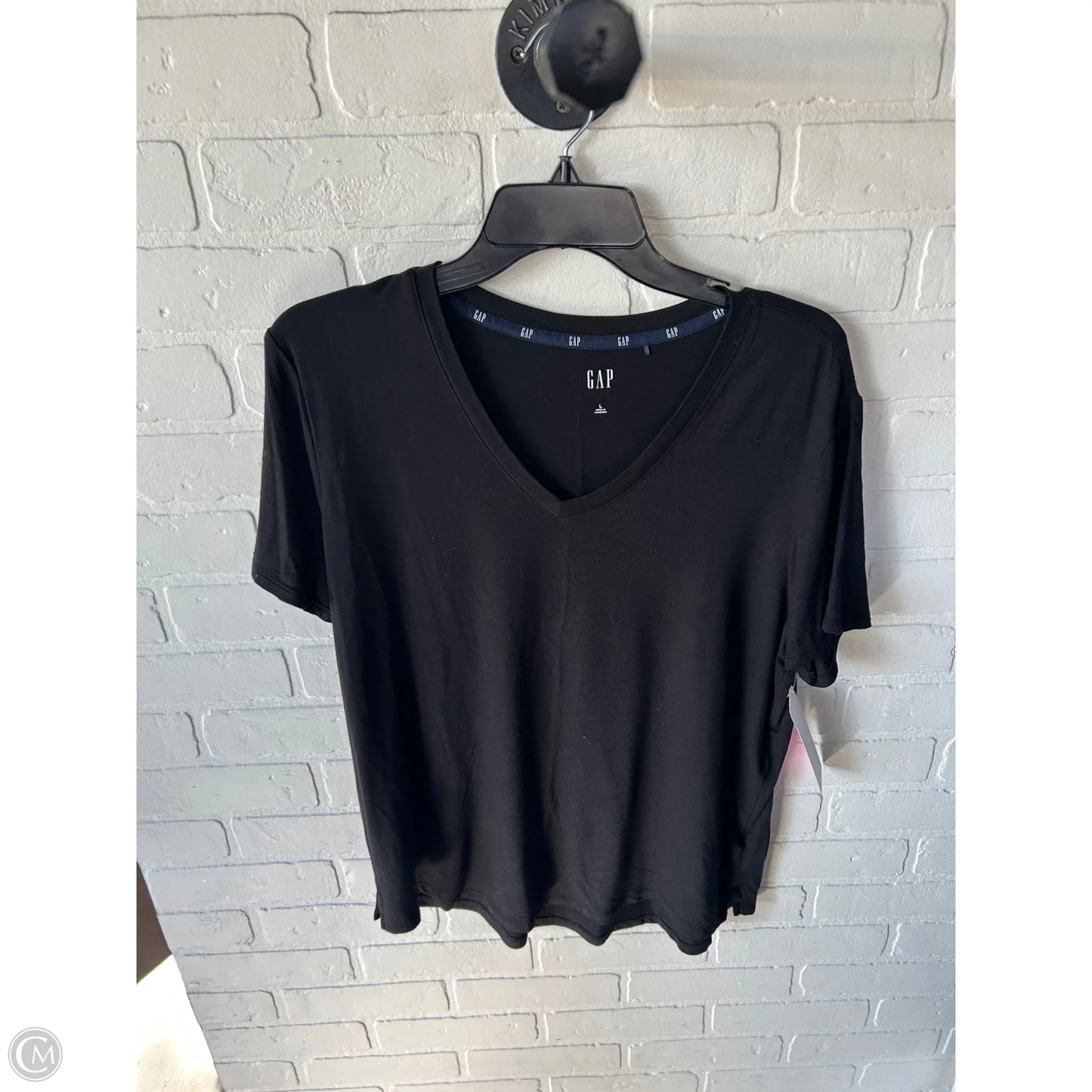 Top Short Sleeve Basic By Gap In Black, Size: L