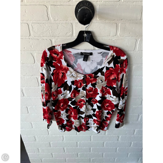 Sweater Cardigan By White House Black Market In Black & Red, Size: L