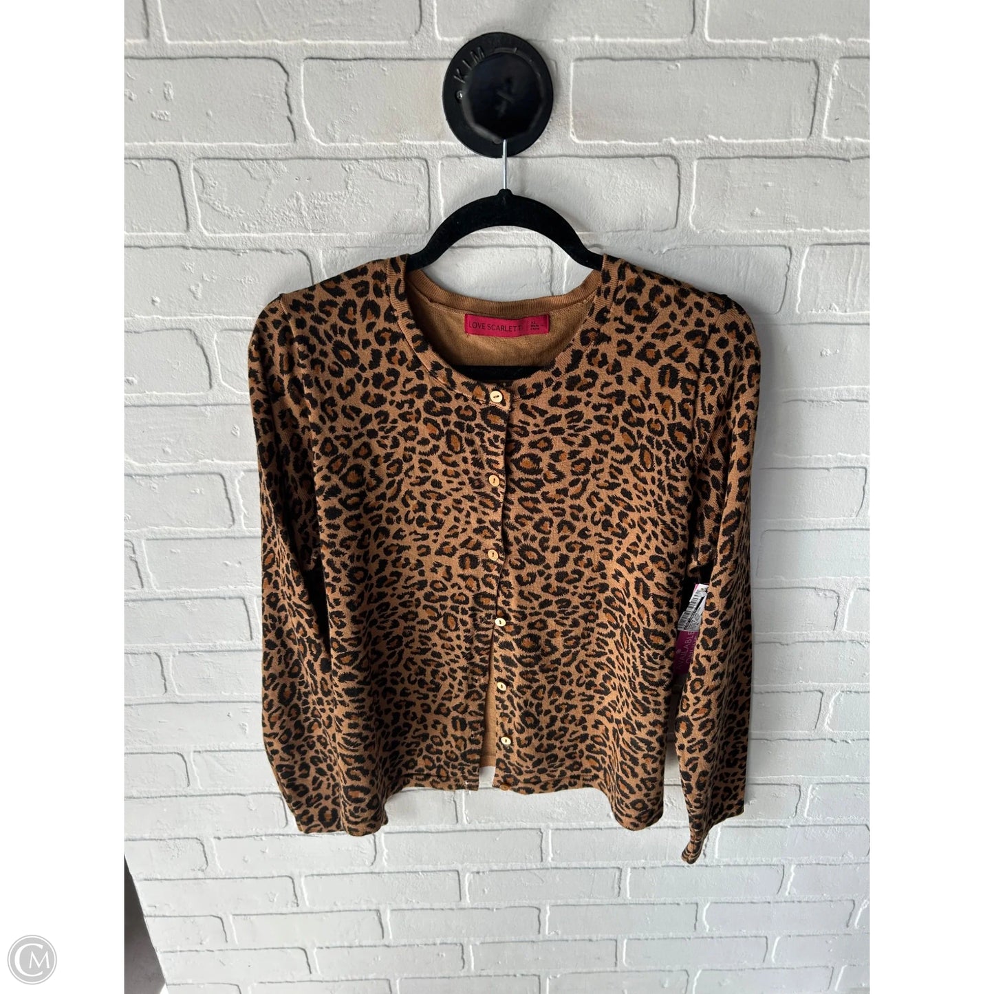 Sweater Cardigan By Love Scarlett In Black & Brown, Size: Xl