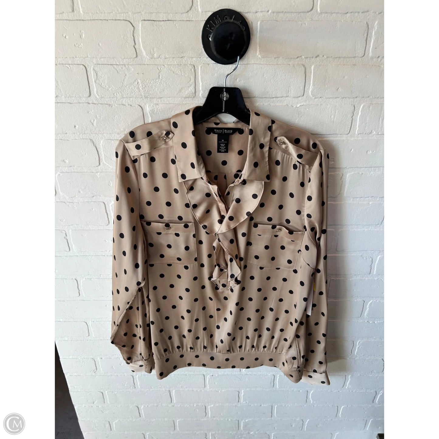 Top Long Sleeve By White House Black Market In Black & Tan, Size: Xl