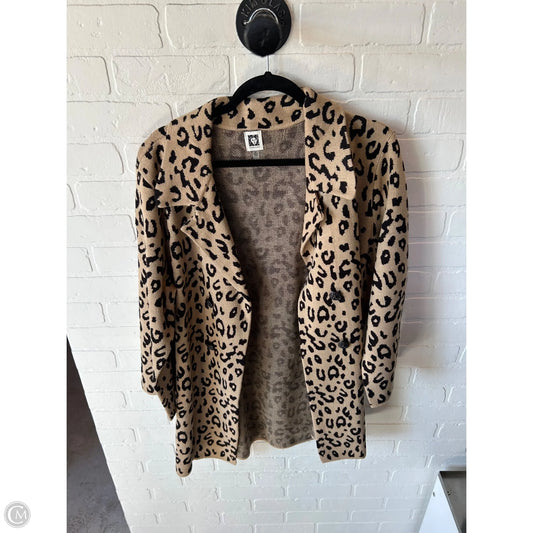 Sweater Cardigan By Anne Klein In Black & Tan, Size: Xl