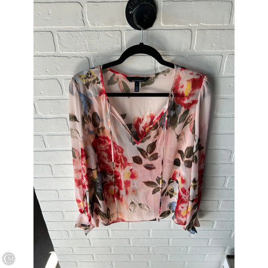 Top Long Sleeve By White House Black Market In Pink & Red, Size: L