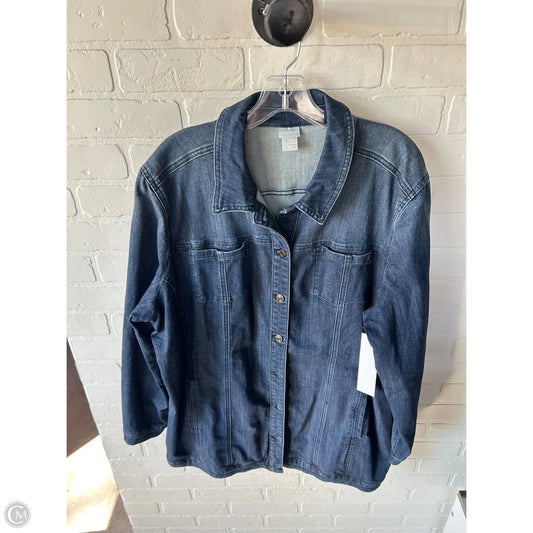 Jacket Denim By Chicos In Blue Denim, Size: Xxl