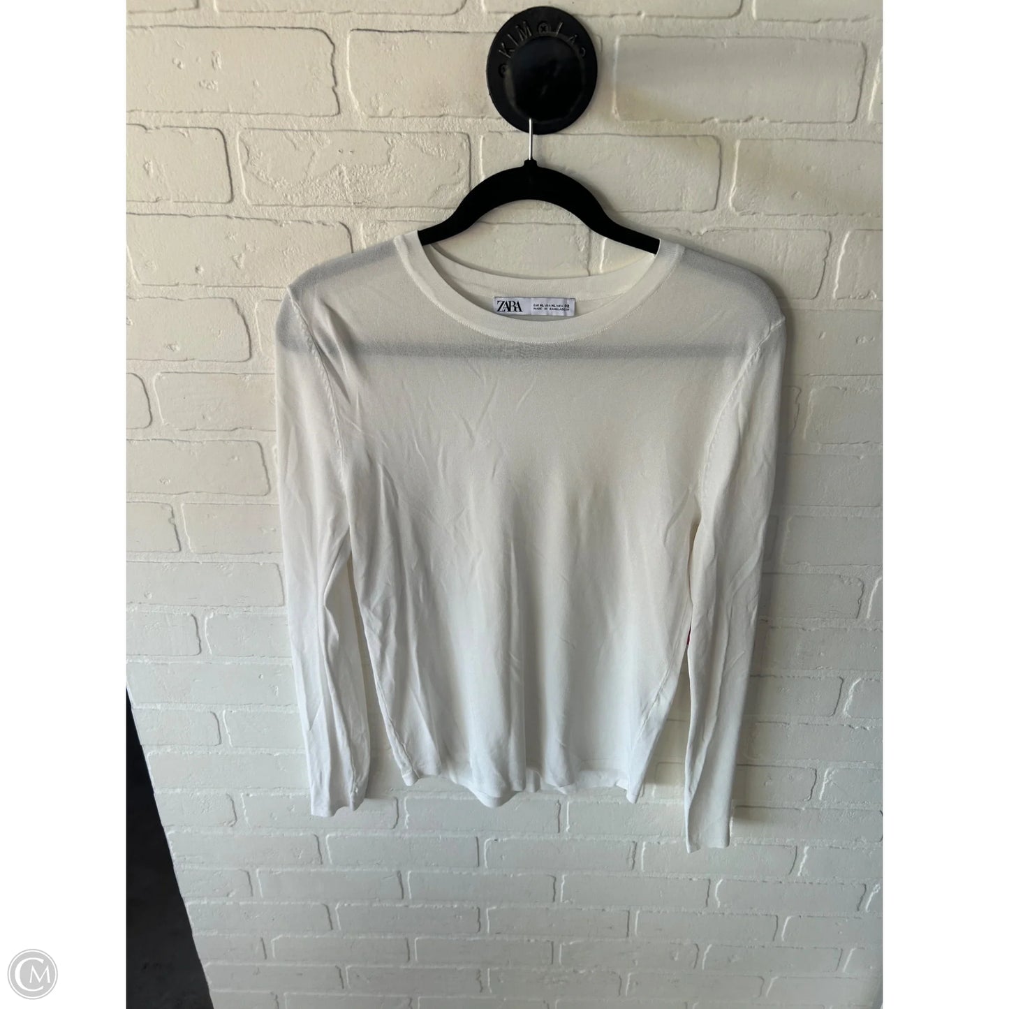 Top Long Sleeve By Zara In White, Size: Xl