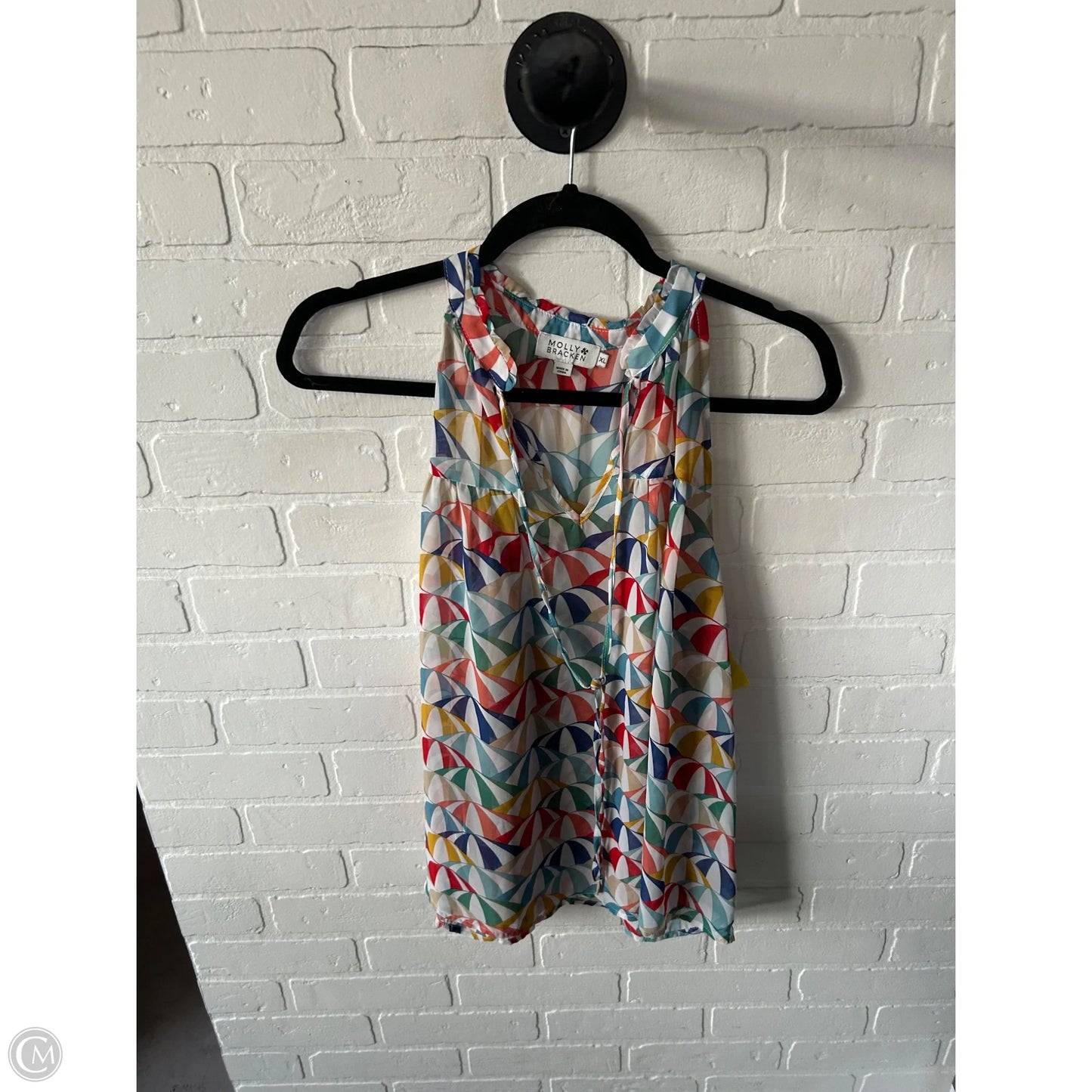 Top Sleeveless By Molly Bracken In Blue & White, Size: Xl