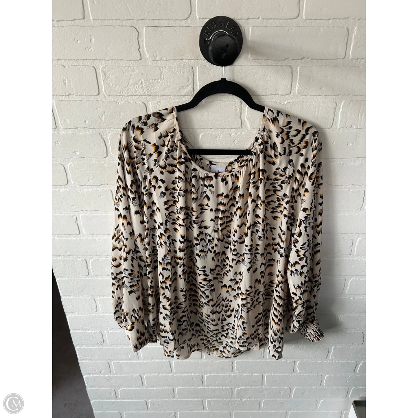 Top Long Sleeve By Cabi In Black & Cream, Size: Xl