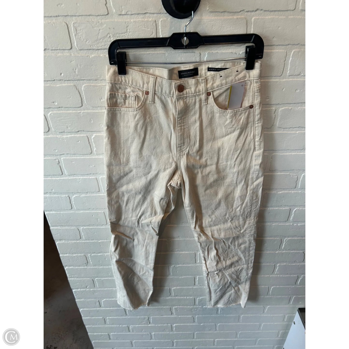Jeans Straight By Banana Republic In Cream Denim, Size: 6