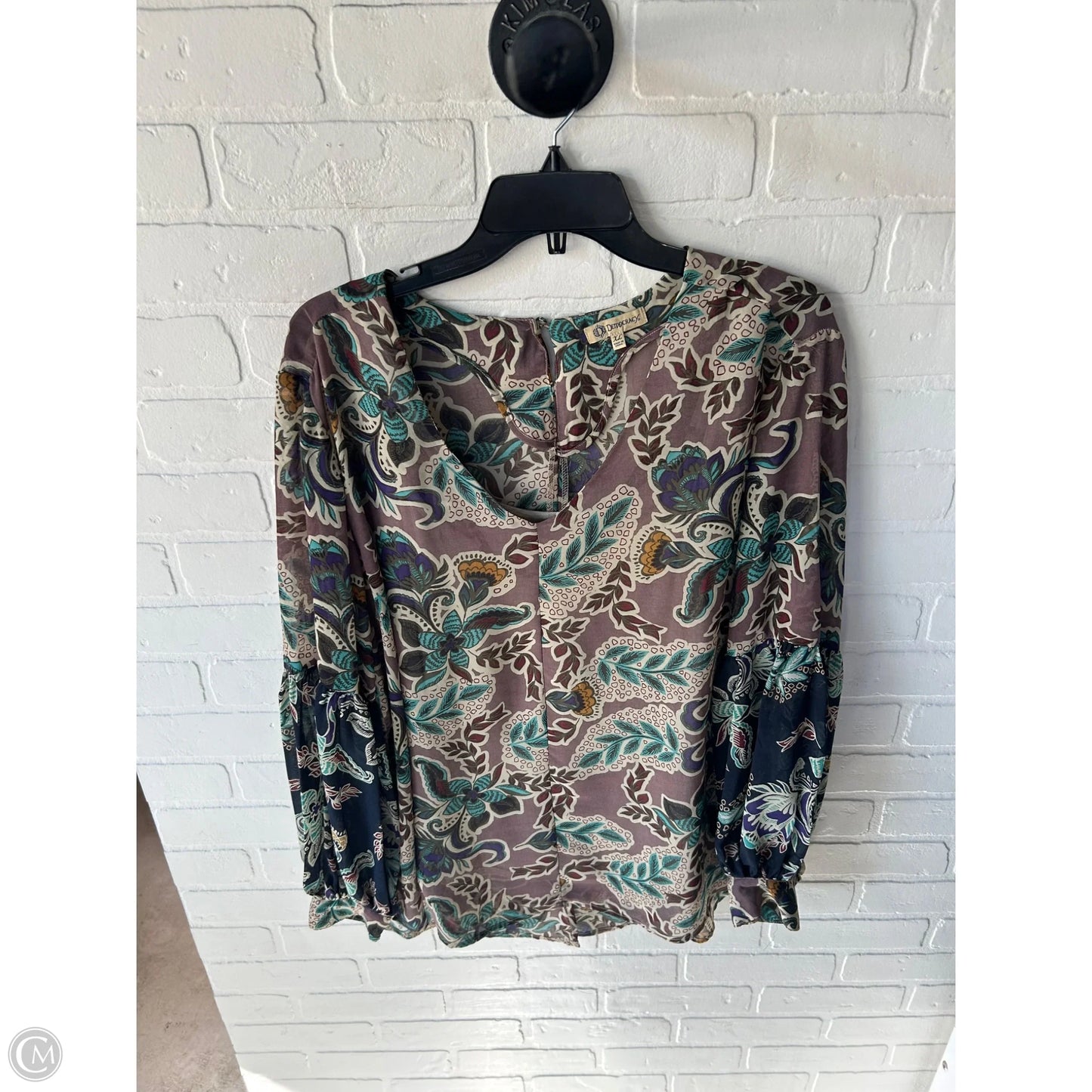 Top Long Sleeve By Democracy In Brown & Cream, Size: Xl