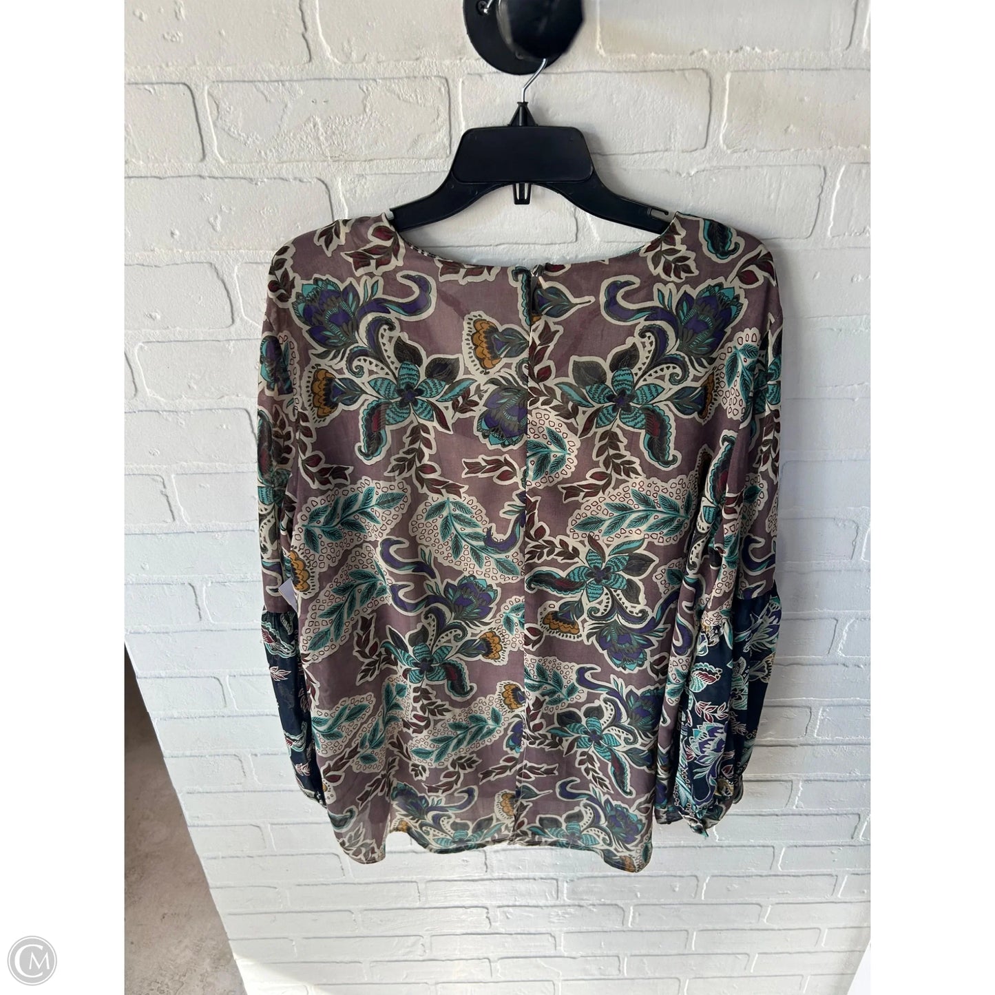 Top Long Sleeve By Democracy In Brown & Cream, Size: Xl