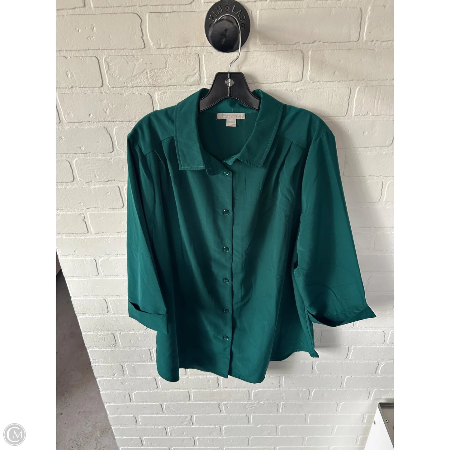 Top 3/4 Sleeve By Clothes Mentor In Green, Size: 1x