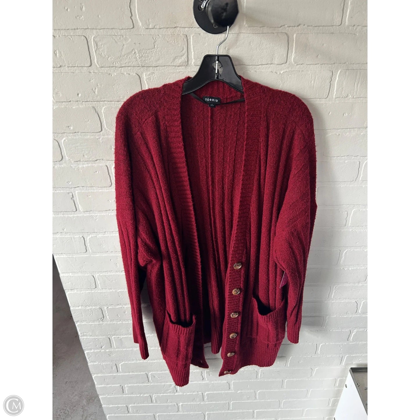 Sweater Cardigan By Torrid In Red, Size: 2x