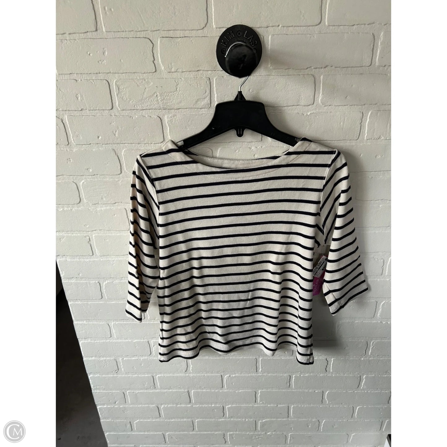 Top Long Sleeve By L.l. Bean In Black & Cream, Size: Lp