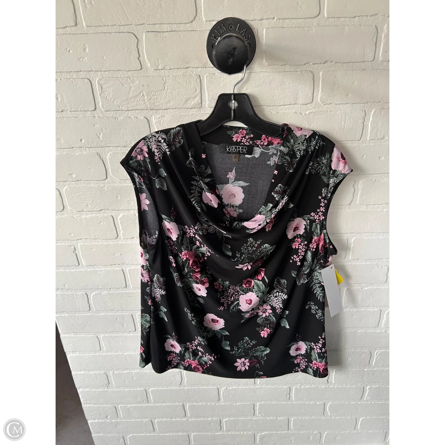 Top Sleeveless By Kasper In Black & Pink, Size: L