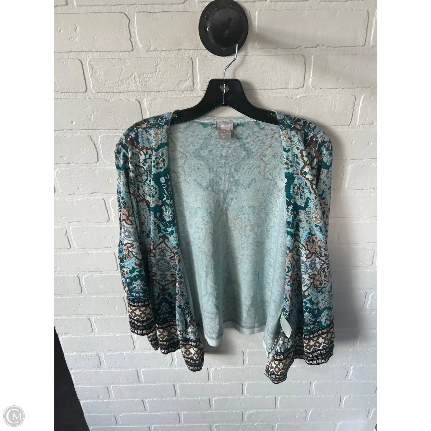 Sweater Cardigan By Chicos In Blue & Brown, Size: Xl